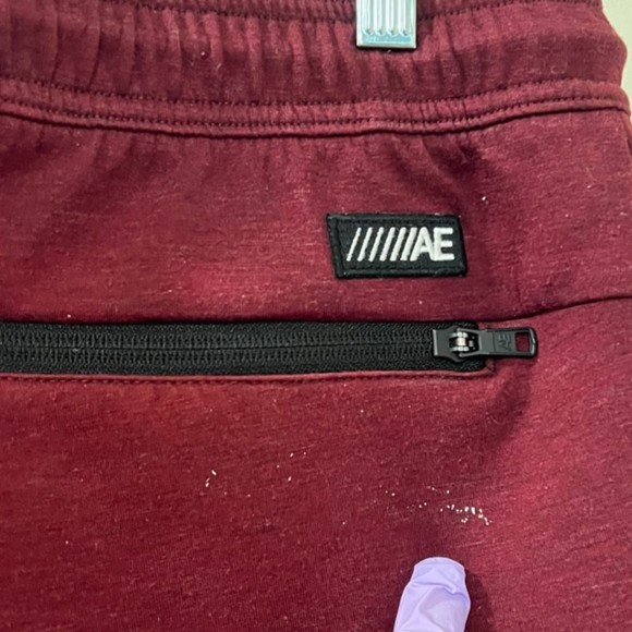 American Eagle Maroon Fleece Elastic Drawstring Waist Jogger Pants Size Large - Picture 9 of 13